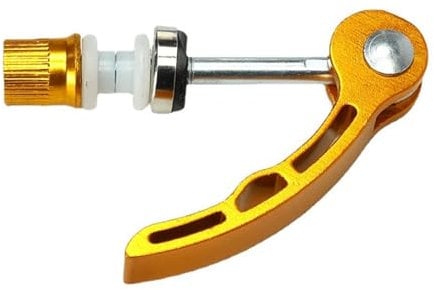 GeOinQL Bike Quick Release Saddle Parts, 1pc Bicycle Quick Release Lever SeatPost Clamp Quick Release Skewer Seat Tube Clip Screw M6x45/50mm Mountain Bike Accessories(M6x45mm gold)