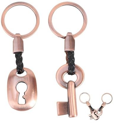 2PACK Bronze Couple Keyrings, Bronze Gifts, Wedding Anniversary, Copper Gifts, Romantic His and Hers Key Ring, Creative Fashion Keychains Valentine’s Day,Love Gift