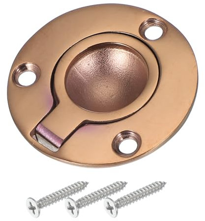 PATIKIL 2 Flush Pull Ring Handles, 316 Stainless Steel Round Recessed Door Pull Hidden Boat Hatch Latch with Screws for Marine Yacht Furniture, Red Bronze