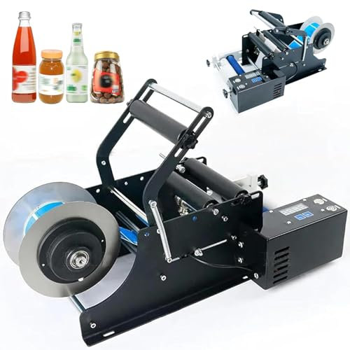 FANGQMM Halbautomatische Etikettiergerät 20–40 Etiketten pro Minute, Etikettenapplikator Glasflaschen, Semi-Automatic Labeling Machine Flaschenetikettierer für Rund Dose/Flasche Labeling Machine