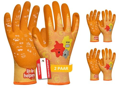 GEBOL Little Helpers Gartenhandschuhe, 2 Paar, Gr. 4, atmungsaktiv, EN388 | Für Beet, Rosen & Pflanzarbeiten, schützt vor Dornen & Erde, feines Tastgefühl, angenehme Passform, leicht zu reinigen