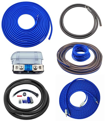 Kit completo di cablaggio amplificatore in rame CCA AWG da 8 gauge, cavo vero 8 AWG per auto, Powersport, moto, audio, subwoofer, amplificatore, installazione (incluso cavo di messa a terra per