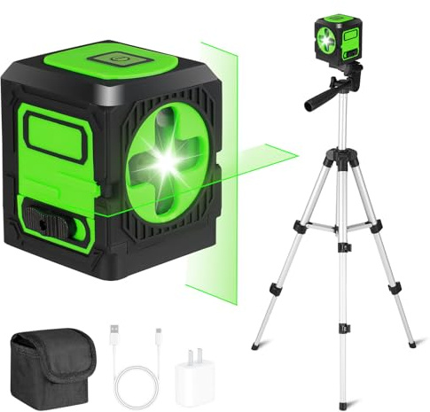Livella laser verde, livella laser a croce autolivellante con treppiede, treppiede regolabile per la costruzione di piastrelle per pavimenti, decorazione della casa
