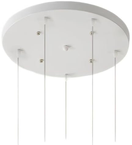 DESHOME Cache Fil pour Lustre Plafond Blanc Rosace Plafond Luminaire 5 Trous 50cm Diamètre Ronde Plaque Fixation Plafonnier Pince Châssis Base Cable Suspension Luminaires avec Accessoires