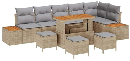 vidaXL Gartensofa-Set 10 STK. Beige Poly-Rattan