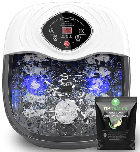 closewave Foot Spa Bath Massager with Heat, Shiatsu Rollers, UV & Ozone Bubbles - Includes Tea Tree Oil Epsom Salt, Relieves Stress and Foot Pain - Home Pedicure Soak Tub Gift for Women/Men, Mom/Dad