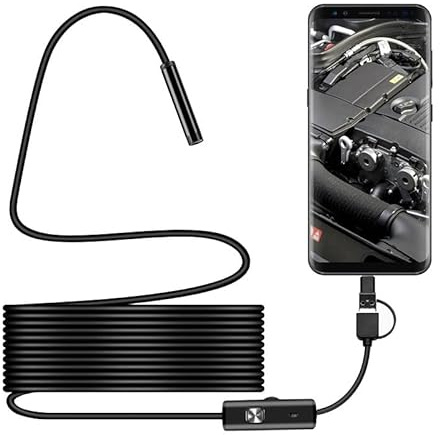 Endoscope USB 3 en 1 étanche avec objectif de 7 mm - Avec 6 LED - Prise en charge de l'interface micro USB/Type-C/USB
