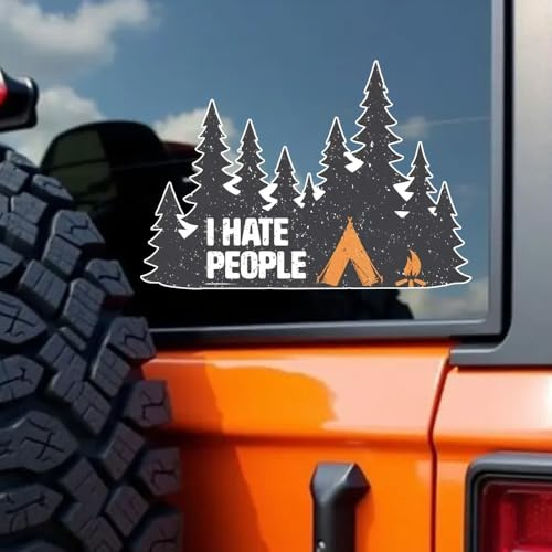 2 Stück 14 x 10 cm „Love Camping I Hate People“ Lustige Campingzelt-Aufkleber aus Vinyl, wasserfest, für Autos, Laptops, Motorräder, LKWs, Fensterscheiben | #DZ159