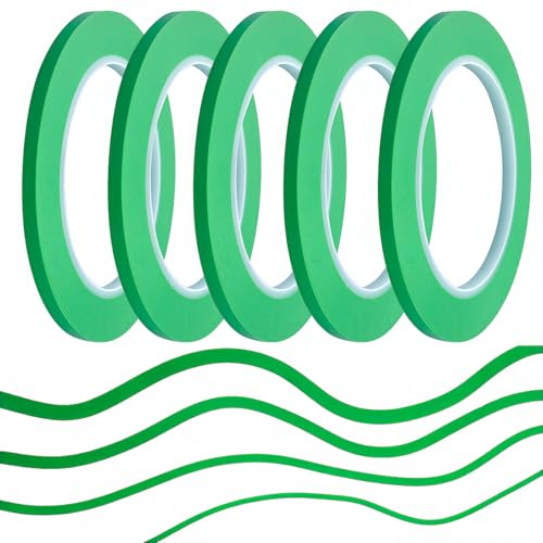 JINBING Grün Vinyl Fineline Pinstriping Klebeband, Flexibel für Kurven, 33m Lang (5 mm 5 Rollen)