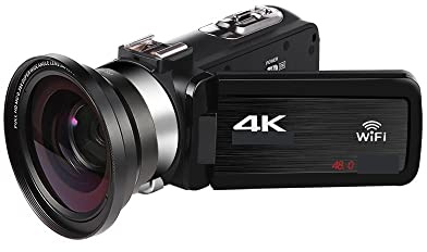 Videocamera, Videocamera Full 4K Videocamere digitali professionali Streaming live Fotografia 18X Registratore Vlog Webcam Ultra HD(NO SD Card,With Lens)