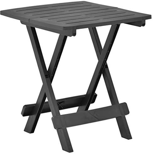 HETFTJN Gartentisch Klappbar Anthrazit 45x43x50 cm Kunststoff Wetterschutz Lattenrost Balkontisch für Terrasse Balkon Outdoor Garten und Camping