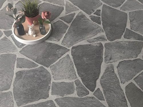 PVC Bodenbelag Vinylboden in markantem Naturstein Look anthrazit-grau, Zuschnitt (2m breit / 2,5m lang)