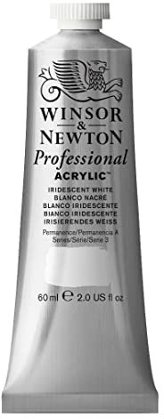 Winsor & Newton 2320330 Professional Acrylfarbe in Künstlerqualität, hohe Farbbrillanz & Deckkraft, Archivqualität, 60ml Tube - Irisierendes Weiß