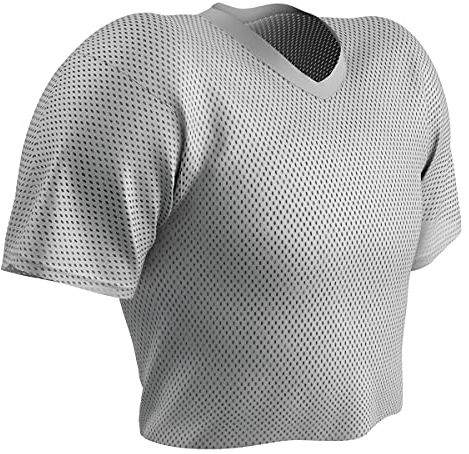 CHAMPRO Herren Polyester Bullauge Mesh Praxis Fußball Trikot, Herren, Polyester-Fußballtrikot mit Bullaugen-Netzstoff, Mesh Football Practice Jersey, Waist Length, Weiß, Medium
