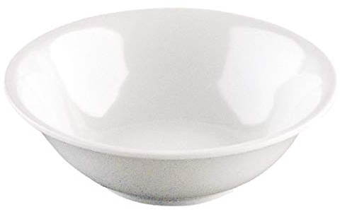 Olympia Kristallon Melamine Oatmeal Bowls 150mm 400ml White (Pack of 12) | Withstands temperatures from -20°C to 120°C for hot or cold dishes, while the stackable shape saves valuable kitchen storage.