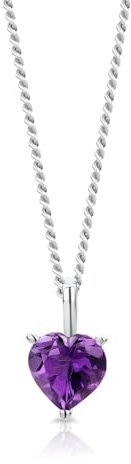 Miore Collana con Pendente da Donna in Oro Bianco 9K con Ametista Rosa, 45 cm