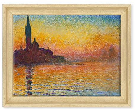 Bild auf Leinwand, gerahmt, mit Rahmen, Claude Monet, Kunst, Impressionismus, 30 x 40 cm, zeitgenössischer Stil, Naturholz (Code 379)