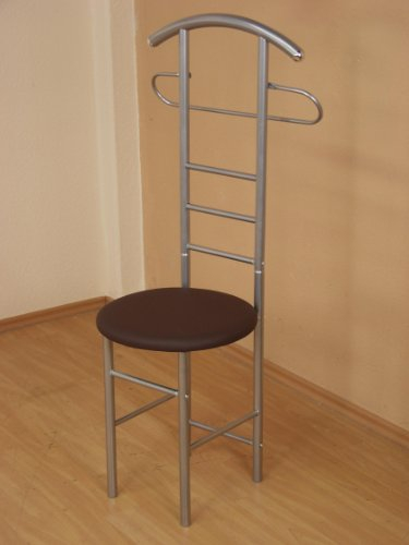iovivo Herrendiener aus Stahlrohr mit rundem Sitz, 53x47x118 cm alu/braun