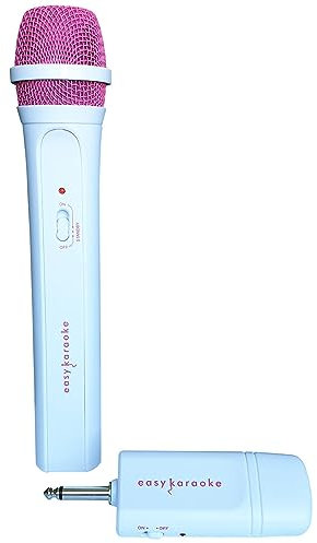 EASY KARAOKE EKS-717P Wireless Microphone for singing – VHF Cordless Handheld Dynamic Mic, 20m Coverage, Wide Frequency (100Hz to 14KHz) - For Singing Speech Wedding and Outdoor Activity – Pink/White