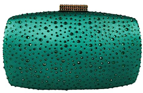 Boutique De FGG Borse da Sera per Donne Pochette e Clutch di Cristallo Borse da Sposa con Strass Minaudiere in Diamanti, Piccolo, Verde