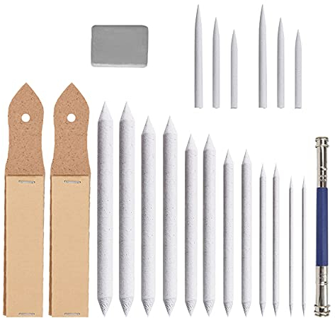 22 Stück Papierwischer Set,Papiermischer und Tortillions-Set mit Schleifpapier-Bleistiftspitzer für Schüler-Skizzenkünstler DIY-Skizzen-Zeichnung