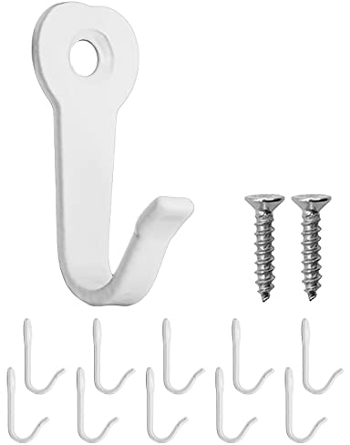 Fuxxer 10x Klassische Garderoben-Haken, Kleider-Haken, Eisen-Haken, Küchen-Haken, 39x22mm, weiß