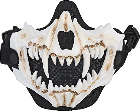JOYASUS Demi-masque tactique respirant en acier Airsoft avec tête de mort pour tir, paintball, chasse, Halloween, fête costumée