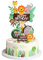 IRYNA Birthday Cake Toppers Jungle Animal Cake Toppers Happy Birthday Cake Decoration for Giraffe Lion Monkey Elephant Theme Birthday Party Decorations Supply (5Pcs) (22M7PH603)