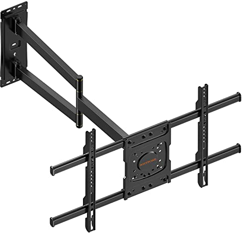 WHYFONE TV Wandhalterung Schwenkbar Halterung für 32-75 Zoll Flach&Curved Fernseher, 180° Drehbar Fernsehhalterung Wand mit 710mm Langem Arm, Neigbar Ecke TV Halter bis zu 45kg max. VESA 600x400mm