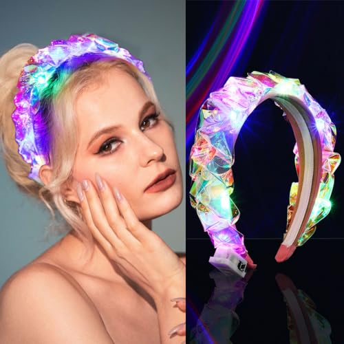 Vakkery Leuchtendes Stirnband LED-Kopfbedeckung leuchtend blinkend Haar-Accessoires für Frauen