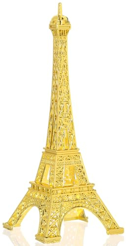 Golden Iron Eiffel Tower Model Ornament, 5.11 Inch Landmark for Home Decoration, Desktop Display, Souvenir, and Photography Prop