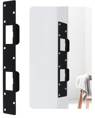 Door Strike Plate Reinforcement Plate - Premium Front Door Security Metal Striker Plates -Ideal for Exterior Interior Door Deadbolt Fix Door Frame Door Jamb Hole for 5-1/2 inch to 6 inch (1, Black)