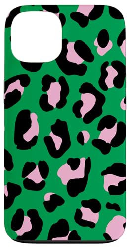 iPhone 13 Green and Pink Leopard Print Case