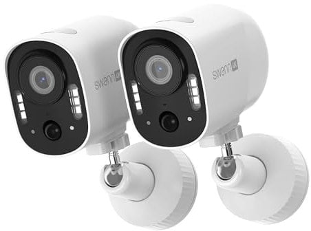 Swann Xtreem 4K 2Pack Wireless Security Cameras with 32GB Micro SD & Cloud Storage, Indoor & Outdoor Surveillance, Ideal for Baby Monitor & Home, 2-Way Talk, Wi-Fi, No Monthly Fee, 4KXTRMPK2-GL