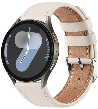 Vancle Armband für Samsung Galaxy Watch 7 Armband 40mm 44mm Leder Damen Herren,Weiches Atmungsaktives 20mm Leder Sport Armband Ersatzarmbänder für Samsung Galaxy Watch FE 40mm(Starlight)