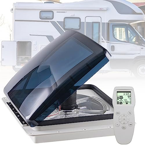 Roof Vent Fan 12V with Rain Sensor for Campervan 40 * 40cm Opening - Remote Speeds & Reversible Exhaust Fan RV Vent