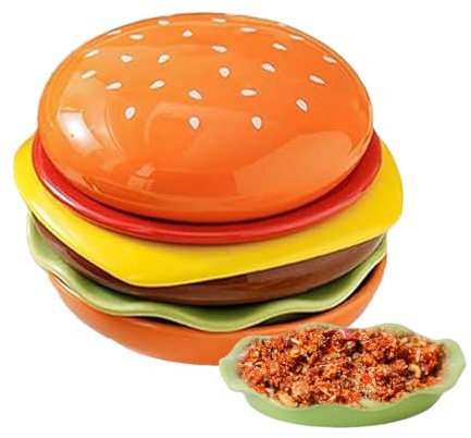 Platos de postre genéricos - 6 niveles platos de hamburguesa para aperitivos, vajilla decorativa en forma de hamburguesa linda para regalo de día de la madre