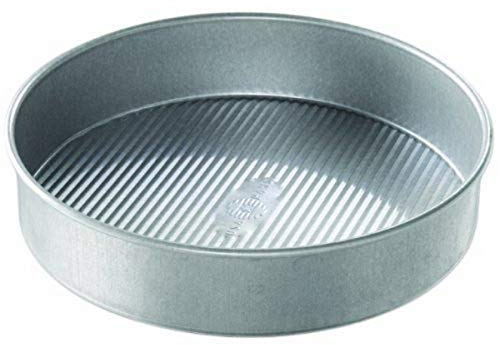 USA Pan 1080LC Bakeware Teglia rotonda da 25,4 cm, rivestimento antiaderente e a sgancio rapido, realizzata negli Stati Uniti in acciaio alluminato, giallo