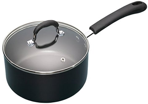 MasterClass Aluminium Antihaft-Emaille-Kasserolle mit Deckel, 20 cm (8), Schwarz