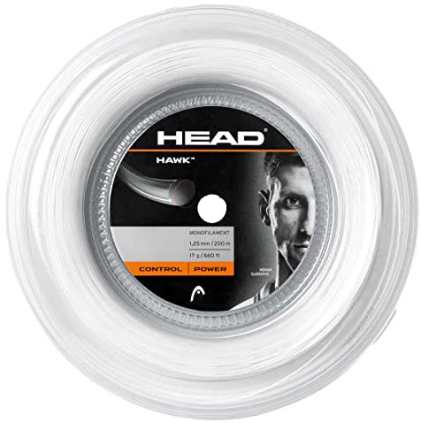 HEAD Hawk 1100649 - Rotolo di Corda da Tennis, 200 m, monofilamento, Colore: Bianco 1, 20