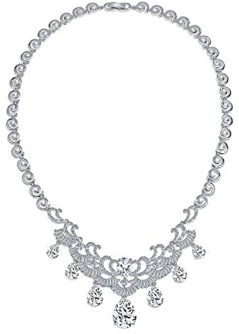 Bling Jewelry Antiker Schmuck Aus Dem Anwesen Im Art Deco Stil Mit Baguette AAA CZ Klaren Großen Hängenden Tränen Bib Aussage Brautkragen Halskette Für Frauen Hochzeit