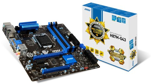 MSI 7823-001R Intel H87 Express Mainboard Sockel LGA 1150 (4X DIMM, 6X SATA III, 2X USB 3.0, 4X USB 2.0, 1x DP, 1x VGA, 1x HDMI, 1x DVI, Micro-ATX)