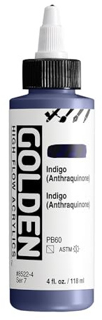 High Flow Acrylics by GOLDEN, Anthraquinone Blue, 4 fl. oz. Bottle, Professional Acrylic Paint, Semi-Transparent