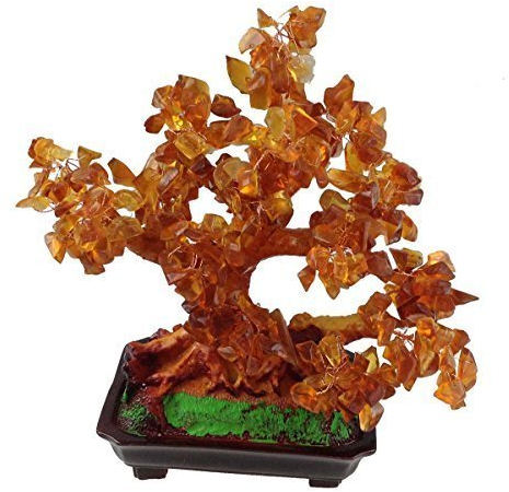 Feng Shui Glücksbaum 25 cm Geldbaum Bonsai Pfennigbaum Handarbeit Stein braun