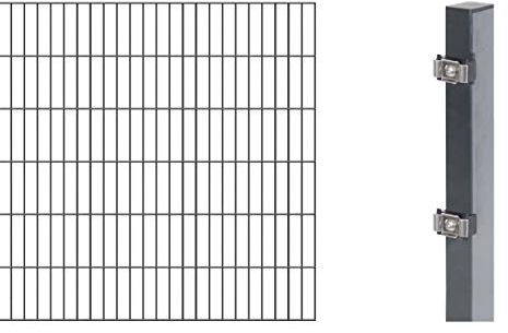 Alberts 644178 Erweiterung zum Doppelstabmattenzaun | verschiedene Höhen - wahlweise in verschiedenen Farben | anthrazit | Höhe 120 cm | Länge 2 m