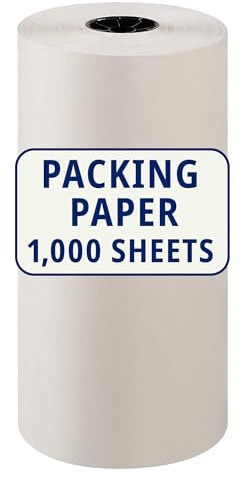 BOX USA Packing Paper Roll 1440'L x 18W - 1,000 Sheets 17” Long Equivalent - Large White Newsprint for Shipping, Packaging, Storage and Moving Supplies