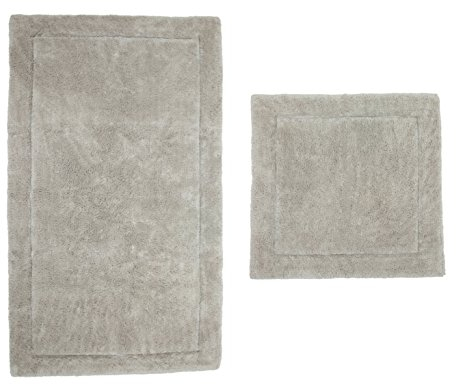 Casalanas - Santorin, Beidseitig verwendbar, Schwerer Badezimmerteppich, 100% Natur-Baumwolle, 2-teilig(60x60 + 120x70) cm, Beige