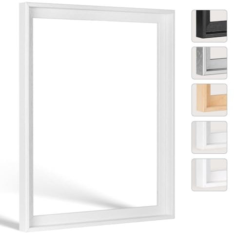 Bildershop-24 Schattenfugenrahmen Hamburg für Leinwände und Keilrahmen 50x100cm Weiß (gekalkt lackiert)