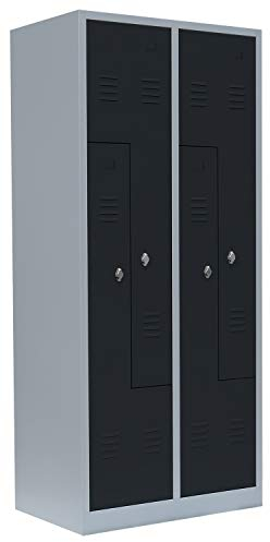Lüllmann Spind komplett montiert Spint 4er Z-Spind Umkleide Stahl Kleiderschränke Garderobenschrank 525118 Anthrazit (H x B x T): 1800 x 800 x 500 mm