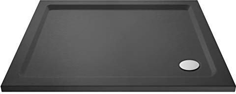Nuie TR71021 | Modern Bathroom Rectangular Slimline Pearlstone Shower Tray, 700mm x 1000mm, Slate Grey